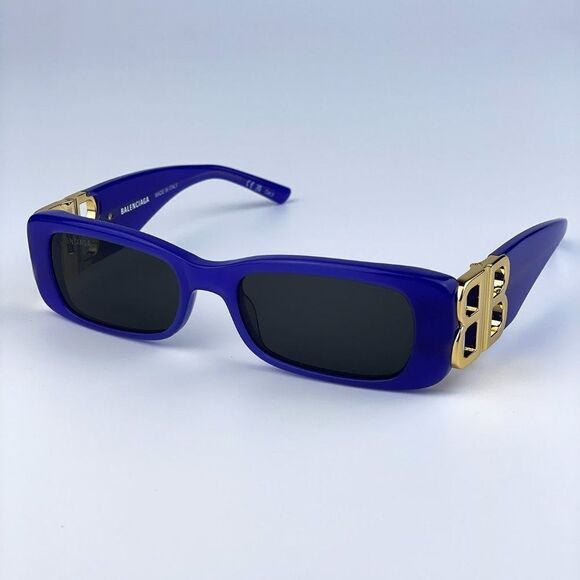 NEW Balenciaga BB0096S 004 Violet Gold Gray Rectangle Unisex Sunglasses - Picture 1 of 14